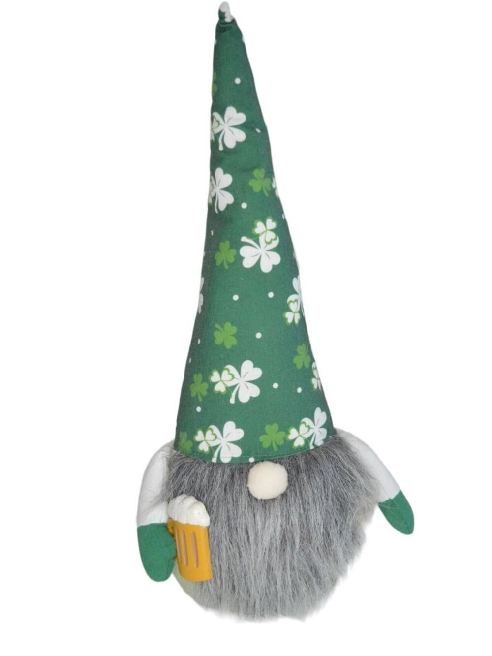 Huntington Home St. Patrick's Day Gnome With Beer Mug 20" Tall Green & White